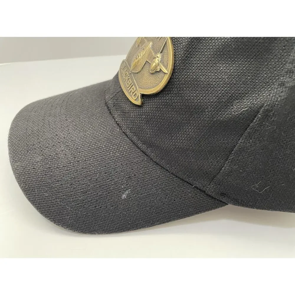 Lockheed SR-71 Blackbird Ball Cap Metal Front Plate OS Strapback Hat Black